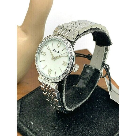 Bulova Women's Watch 96X149 Crystals Mother of Pearl White Dial Silver S… - Picture 2 of 13